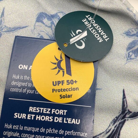 Huk Mens KC Pursuit Printed‎ Whale Pattern Fishing Polo Size Large NWT - Picture 7 of 8